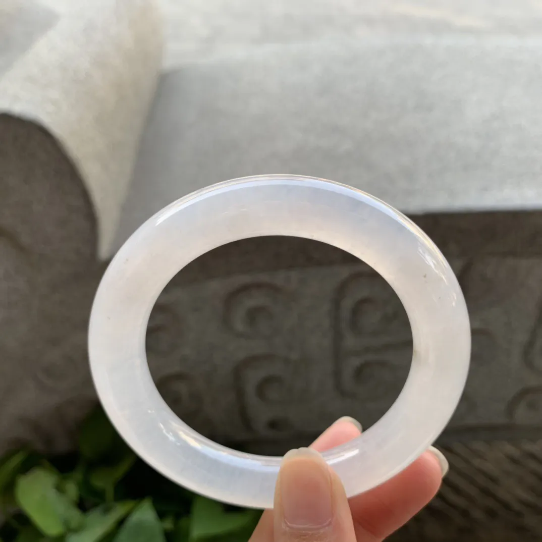 圈口 55.7-11.1【高冰白圆条手镯】圆条55 56可戴