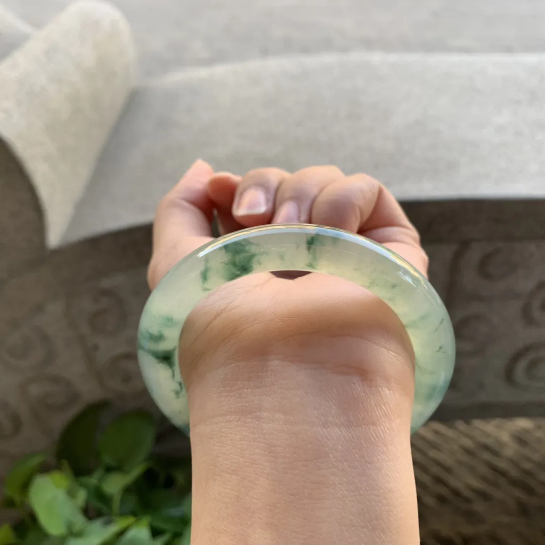 圈口 55.6-9.8【高冰飘花圆条手镯】圆条55 56可戴