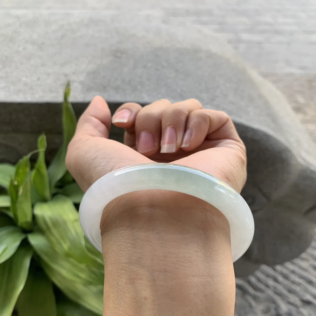 圈口54.5-9.5 【冰晴绿圆条手镯】圆条54 55可戴