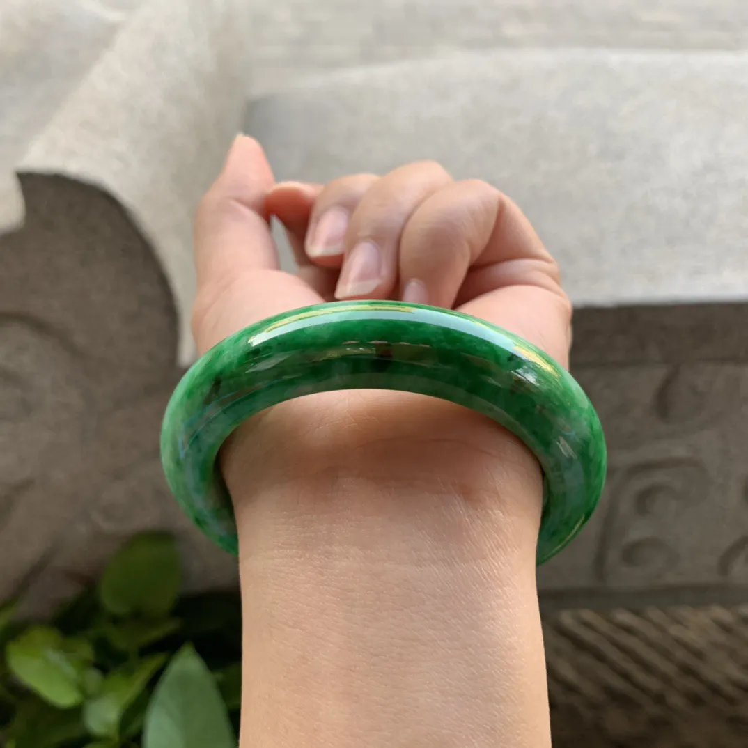 圈口 56.4-13.6-10【满绿正圈手镯】正圈56 57可戴