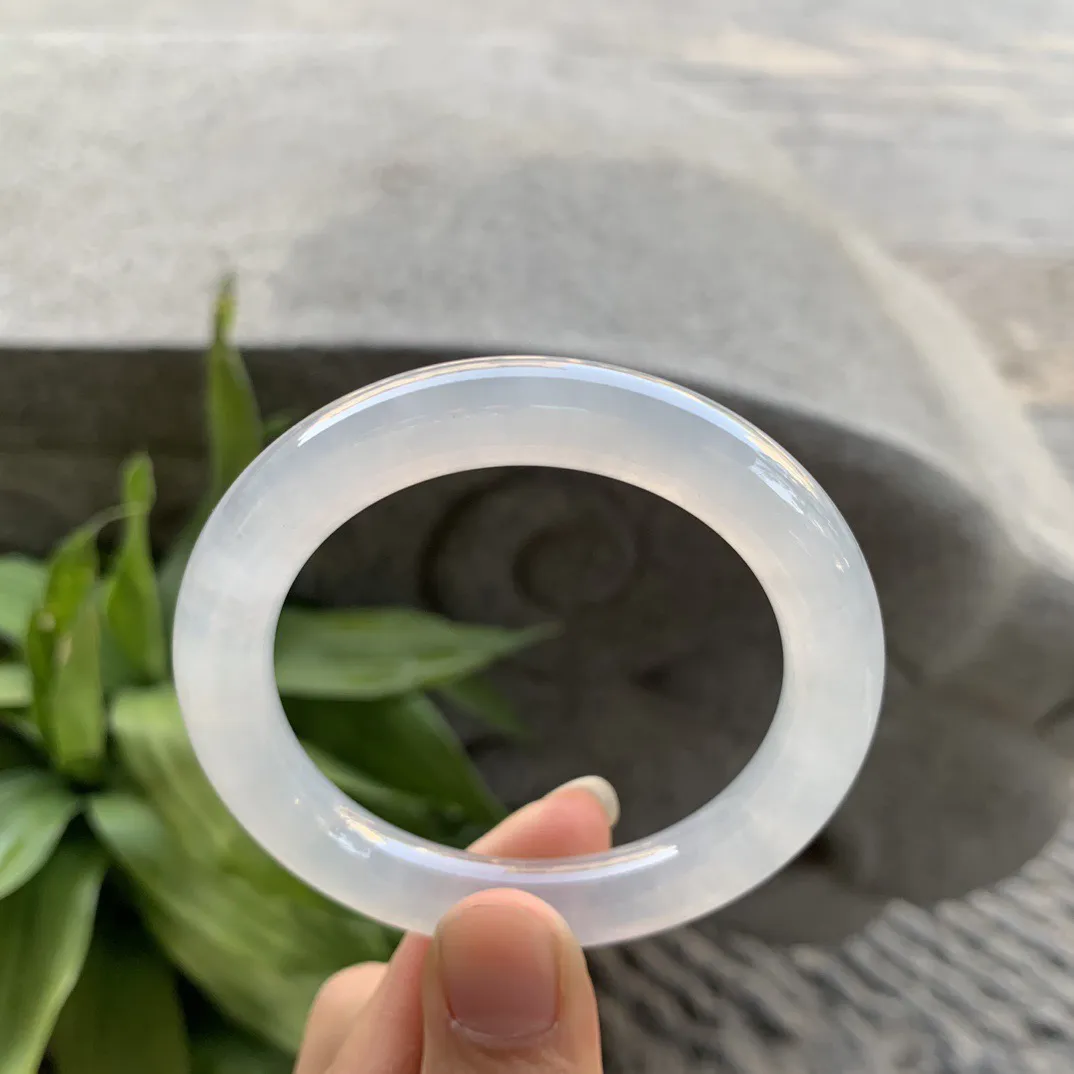 小圈口51.5-9.8 【高冰白圆条手镯】圆条51 52可戴