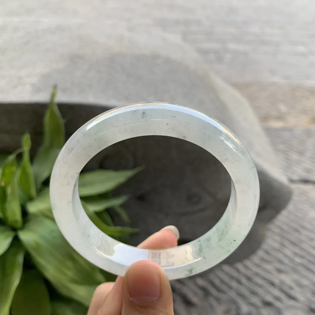 圈口57-12.5-8.8 【冰乌鸡飘花正圈手镯】正圈57 58可戴