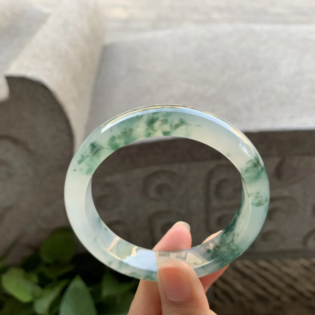 圈口56.2-12.8-8.3 【高冰飘花正圈手镯】正圈56 57可戴