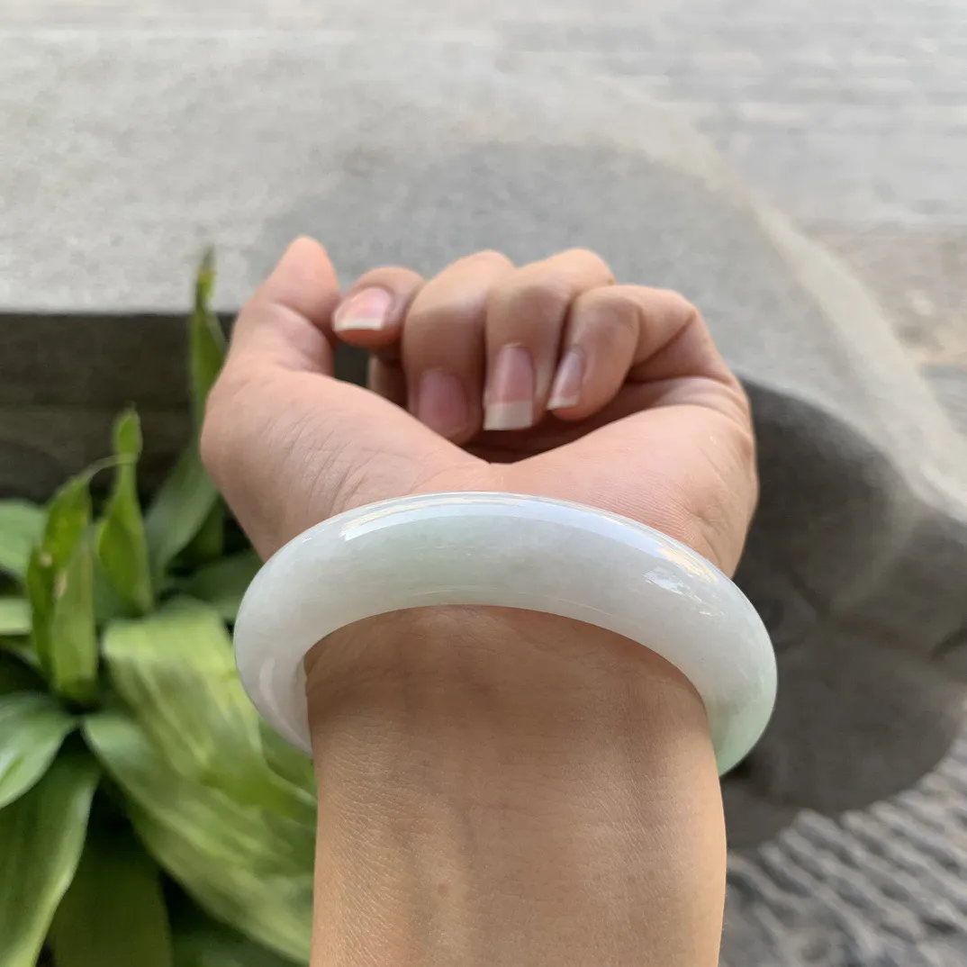 小圈口 53.2-12.5-9【飘绿正圈手镯】正圈53 54可戴