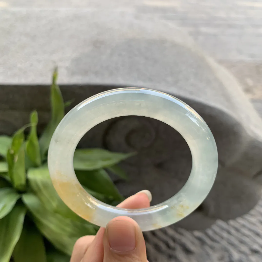 小圈口 50.9-10.3【高冰黄翡圆条手镯】圆条50 51可戴