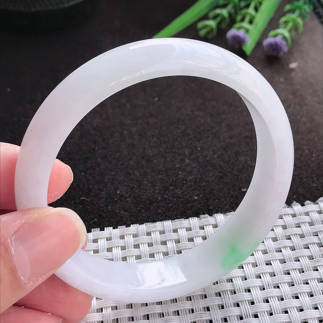 实拍翡翠A货58.5/13.5/7.3老坑冰润飘绿手镯宽边翡翠玉镯女款百搭