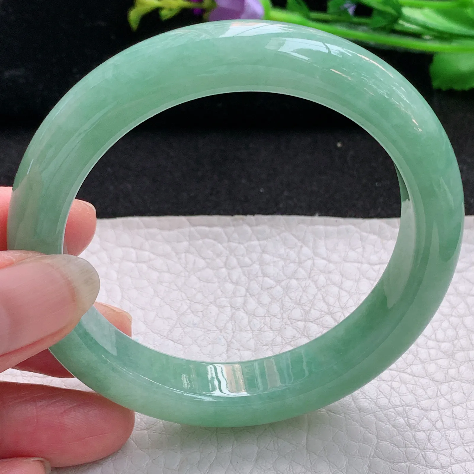 nr实拍57.5*12.5*9平安镯 天然缅甸翡翠满绿玉手镯厚装宽边玉手环