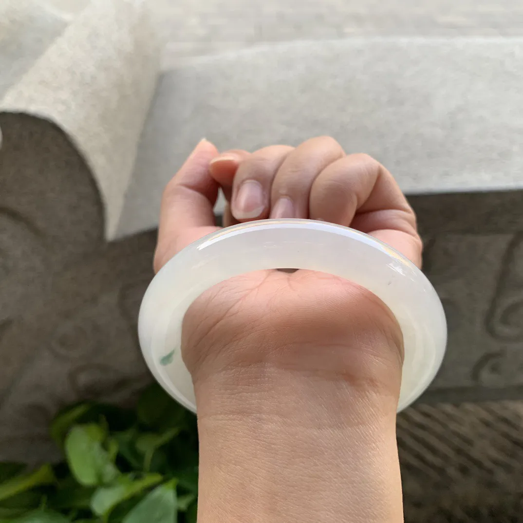 圈口57-11.1 【高冰飘花圆条手镯】圆条57 58可戴