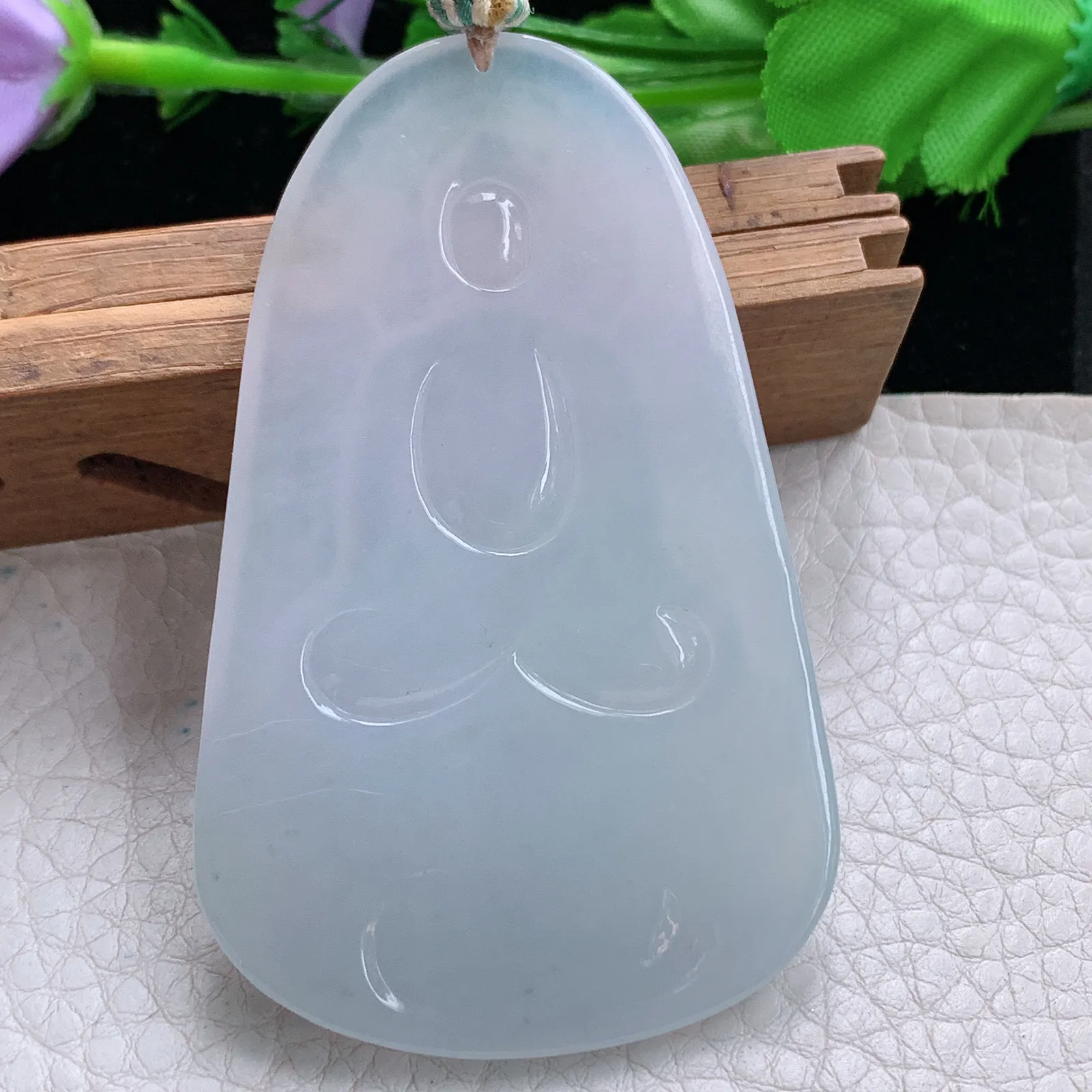 cys实拍68*42*6缅甸翡翠精雕冰胶纯美大日如来佛祖玉吊坠