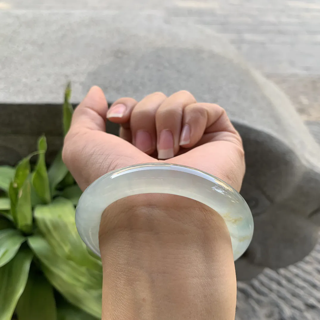 小圈口 50.9-10.3【高冰黄翡圆条手镯】圆条50 51可戴