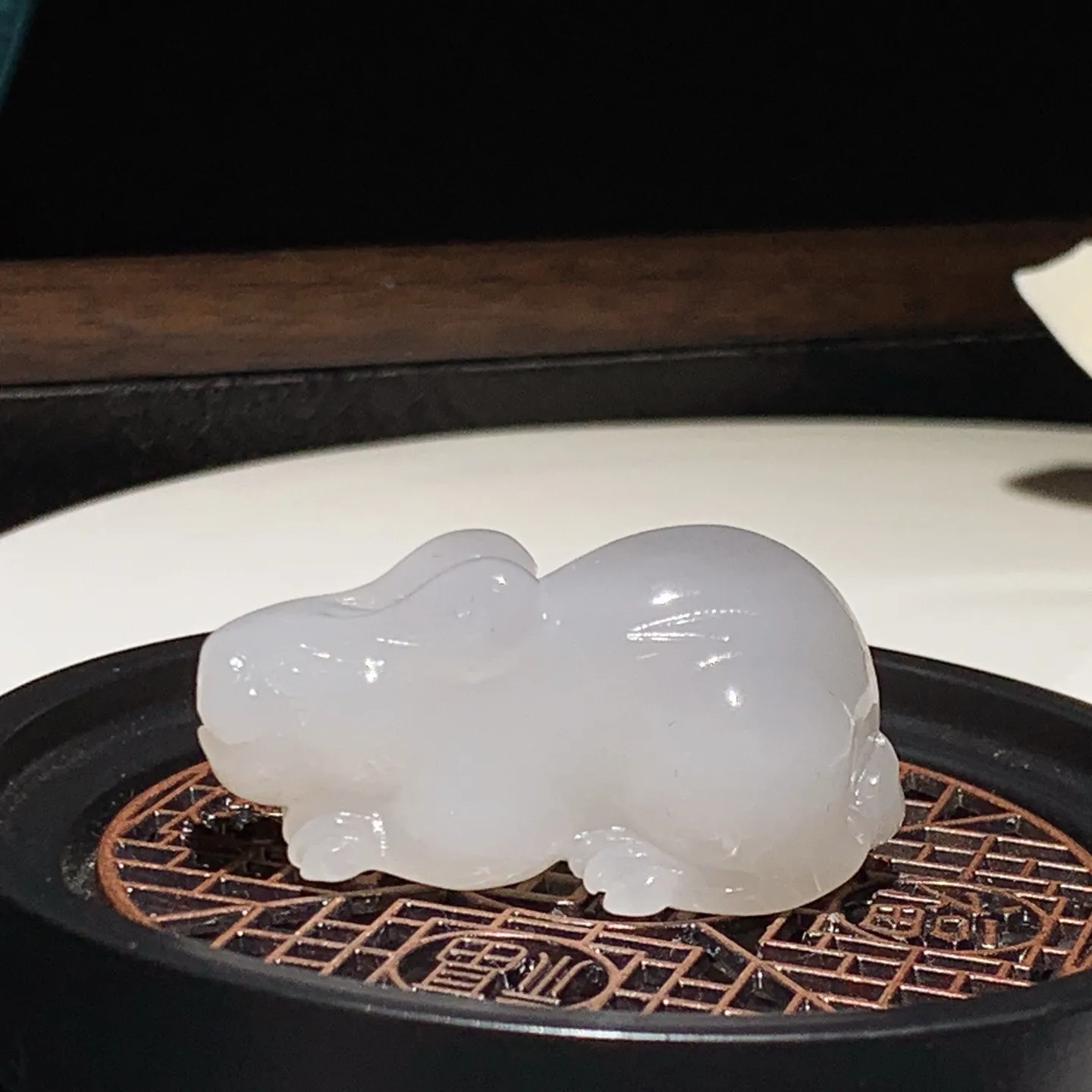 和田玉紫罗兰前途无量兔子挂件 尺寸40/20/19重22.5克 玉质细腻油润 底色纯净 脂粉好，品质好。lt260114