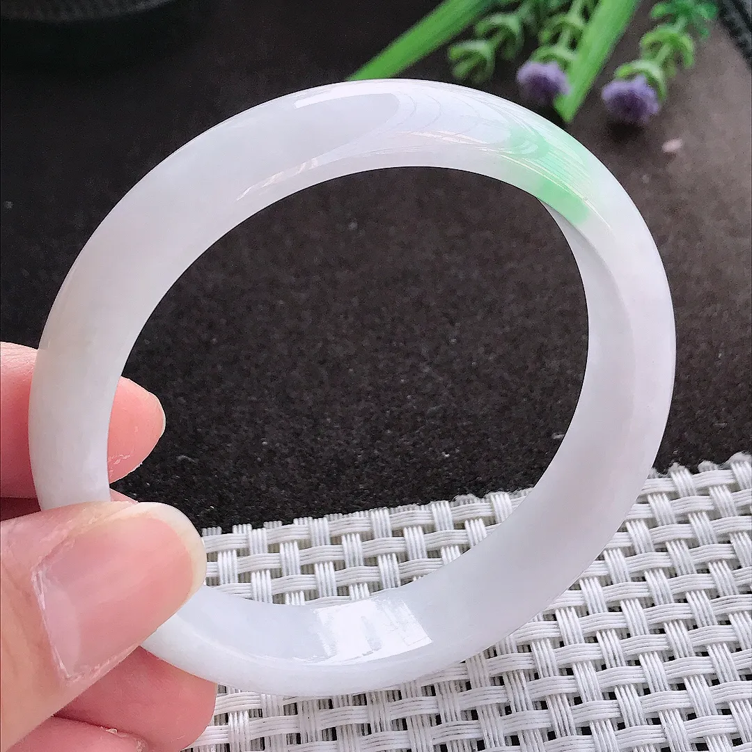 实拍翡翠A货58.5/13.5/7.3老坑冰润飘绿手镯宽边翡翠玉镯女款百搭