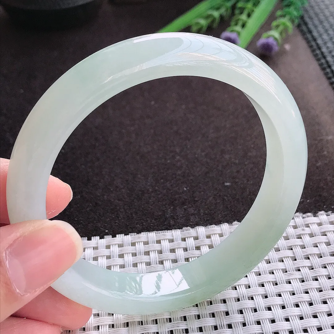 实拍翡翠A货62.5/12.6/8.9大圈口老坑冰胶果冻冰晴手镯宽边翡翠玉镯女款