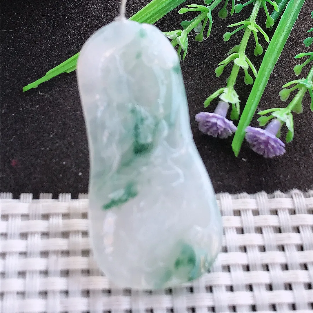 实拍A货翡翠54.2/27.5/5老坑冰胶水灵冰飘花御龙观音吊坠翡翠挂件