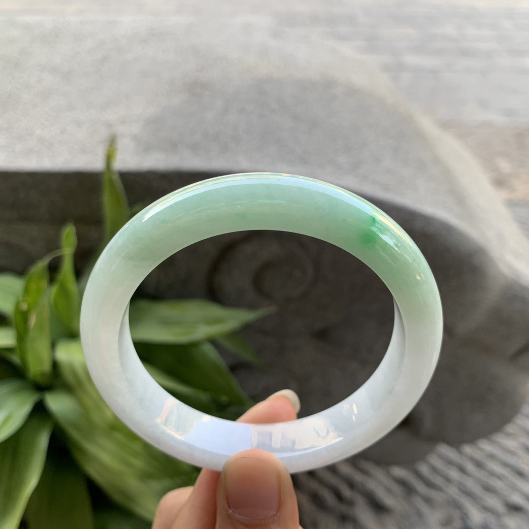 大圈口58.6-11.8-8.8 【白底青正圈手镯】正圈58 59可戴