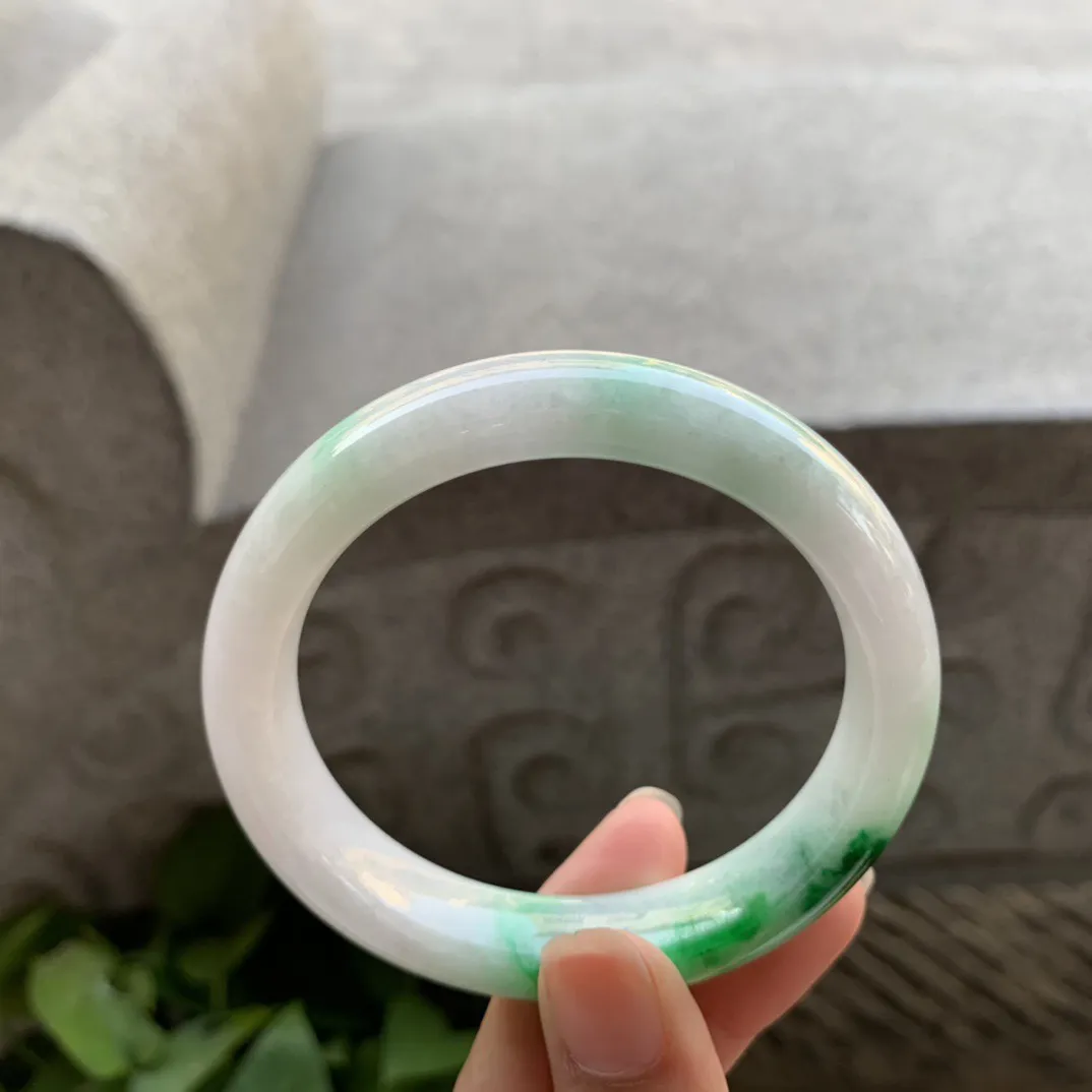 圈口55.2-12.4-8.6 【飘辣绿正圈手镯】正圈55 56可戴