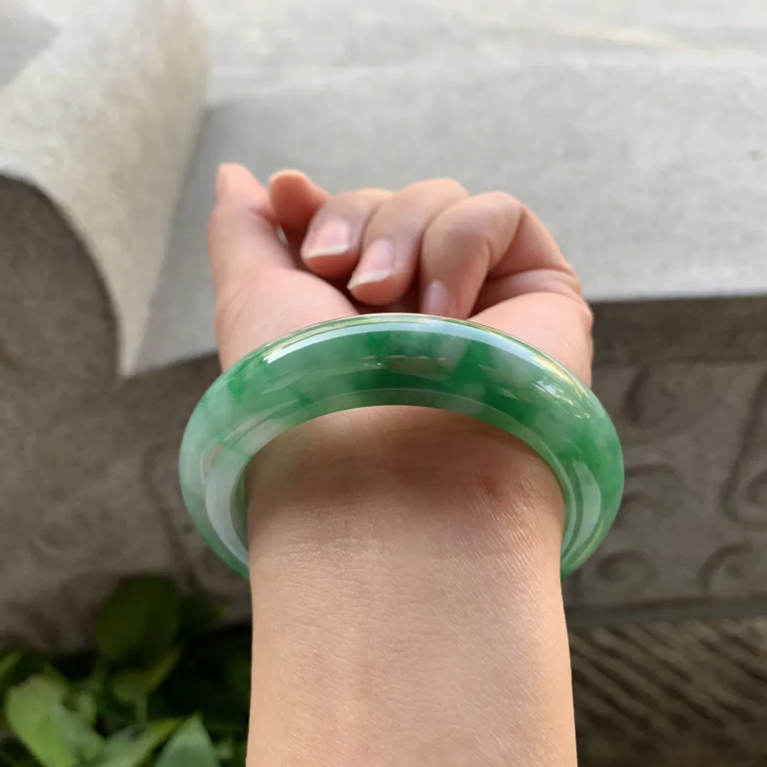 小圈口52.3-13.5-9.9 【芙蓉绿正圈手镯】正圈52 53可戴