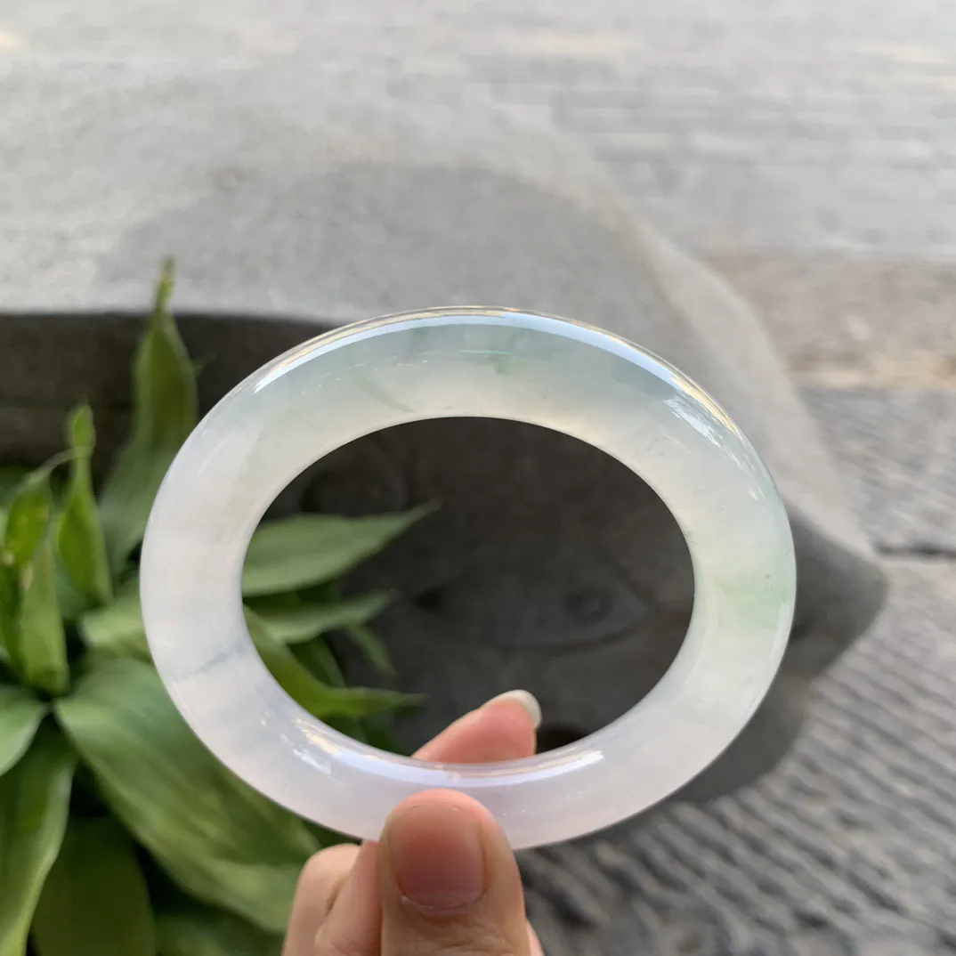 圈口57.3-11.5 【高冰飘花圆条手镯】圆条57 58可戴