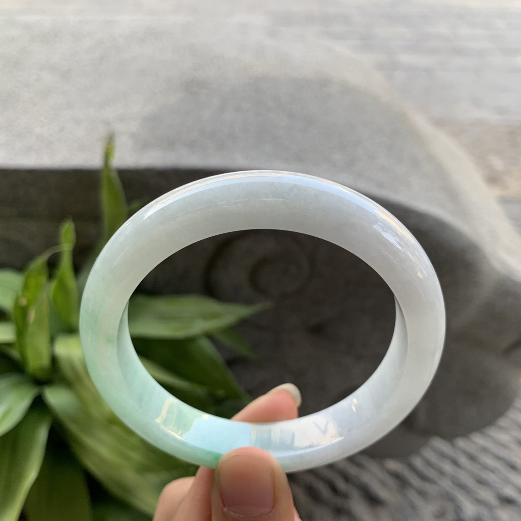 大圈口58.6-11.8-8.8 【白底青正圈手镯】正圈58 59可戴