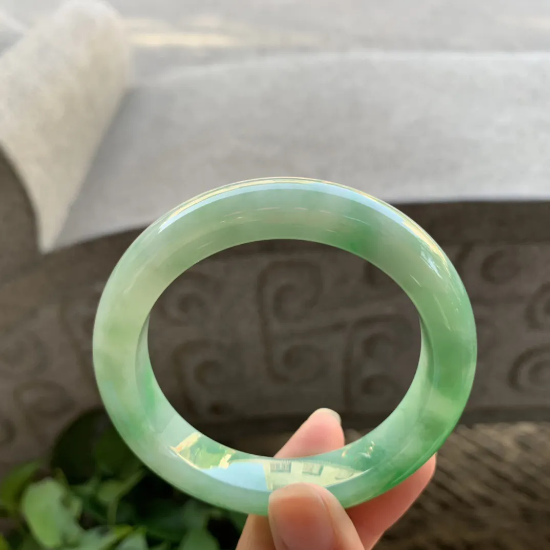 圈口55-12.7-9.3 【芙蓉绿正圈手镯】正圈55 56可戴