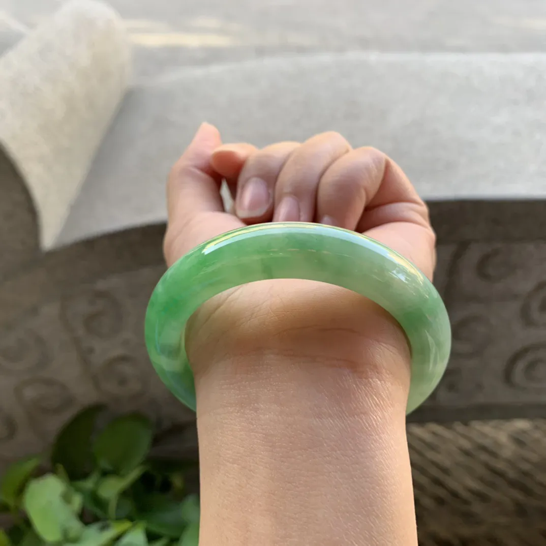 圈口55-12.7-9.3 【芙蓉绿正圈手镯】正圈55 56可戴