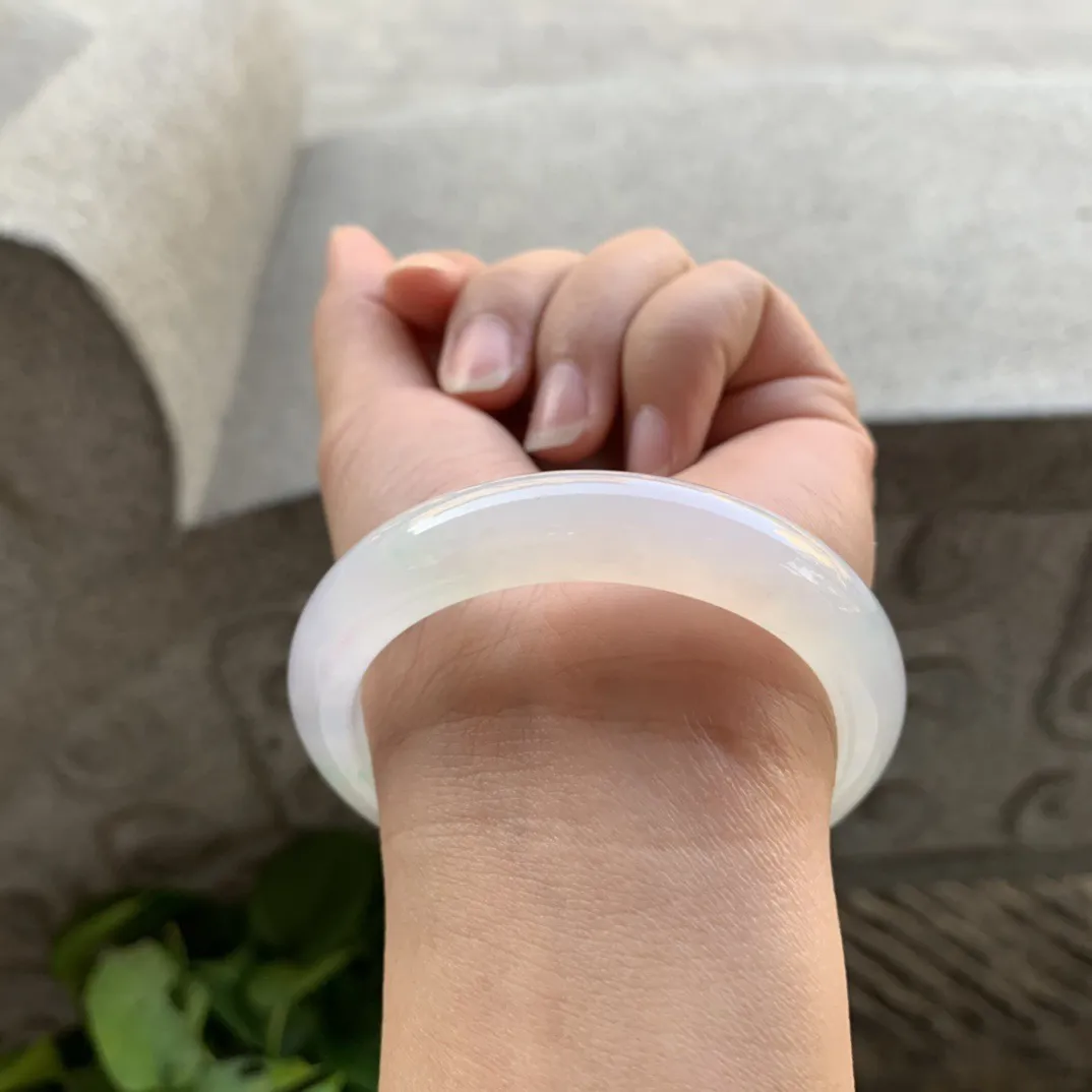 小圈口53.7-11.6-8.3 【冰种白正圈手镯】正圈53 54可戴