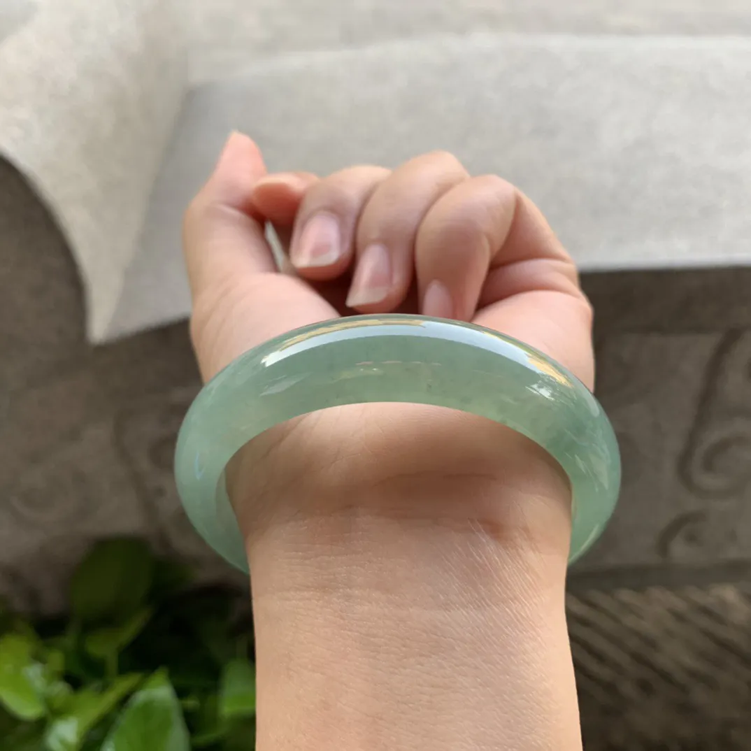 圈口56.5-13.8-7.7 【冰油绿正圈手镯】正圈56 57可戴