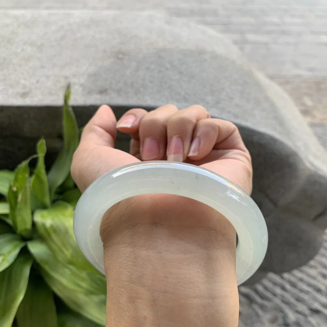 圈口57.7-11.8 【冰种晴水圆条手镯】圆条57 58可戴