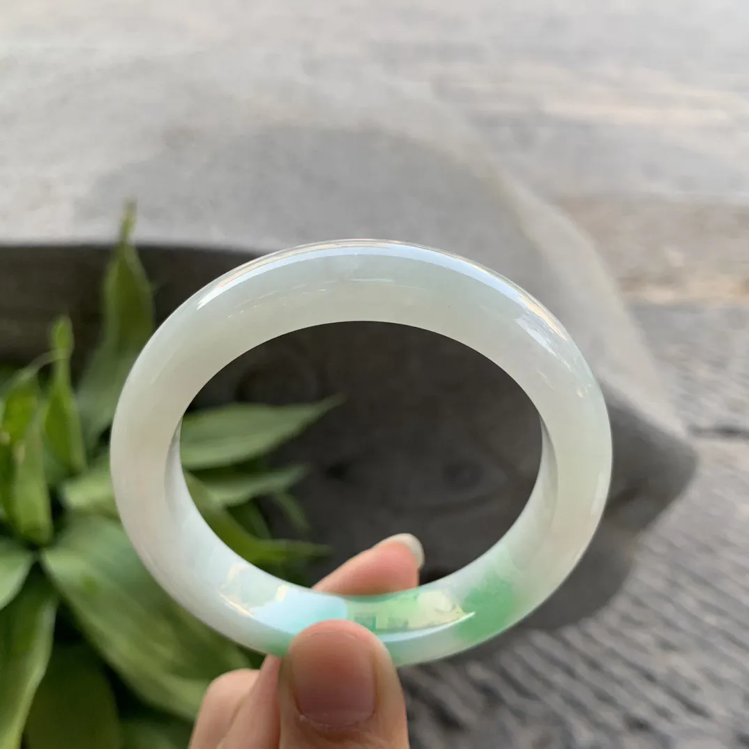 小圈口53.4-11.8-8.7 【飘阳绿正圈手镯】正圈53 54可戴