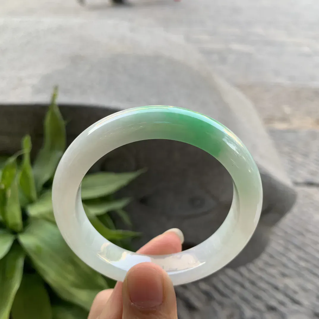 小圈口53.4-11.8-8.7 【飘阳绿正圈手镯】正圈53 54可戴