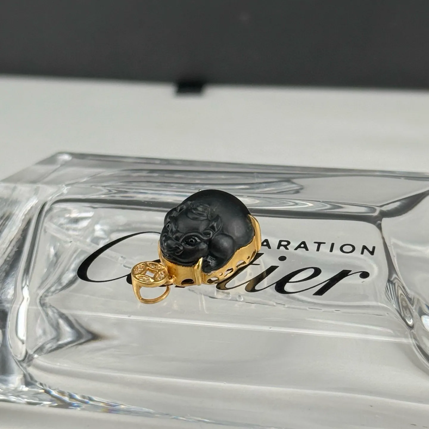 精品18k墨翠貔貅 种好色正 黑度极好 打灯通透 油性十足 尺寸20.1