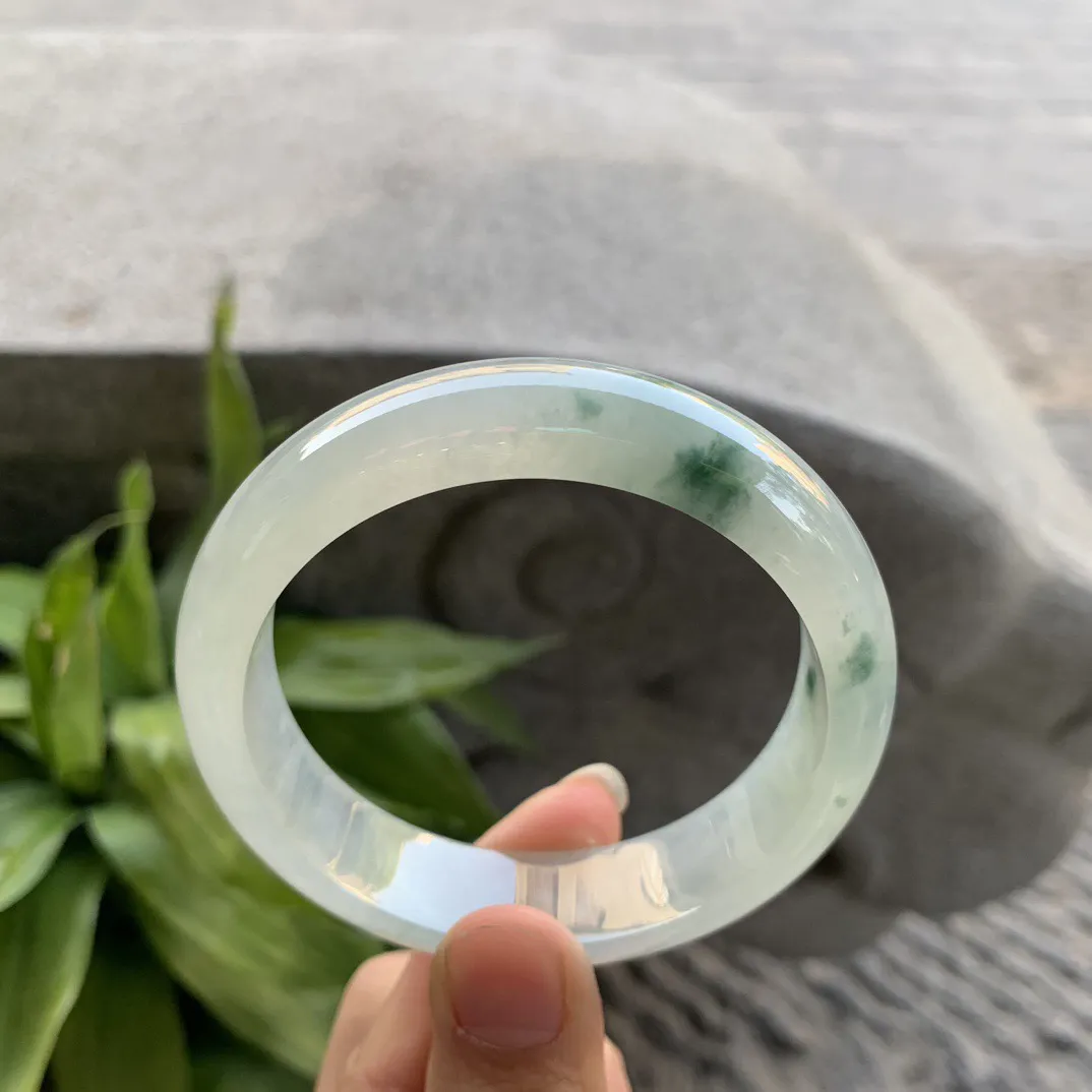 圈口56.7-14.8-8.1【冰种飘花正圈手镯】正圈56 57可戴