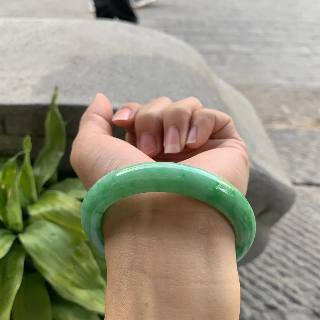 圈口54.5-10.3-8.7【满绿正圈手镯】正圈54 55可戴