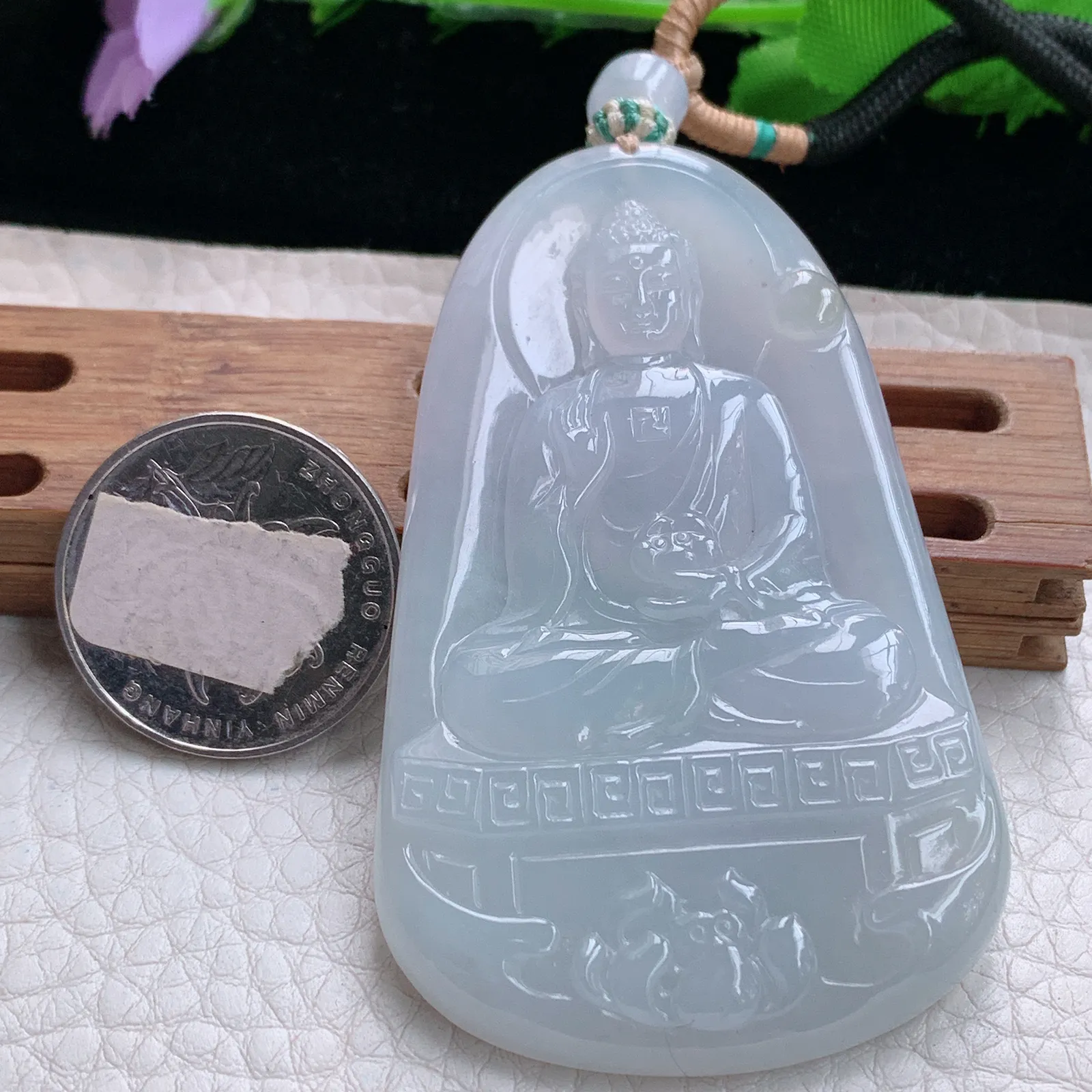 cys实拍68*42*6缅甸翡翠精雕冰胶纯美大日如来佛祖玉吊坠