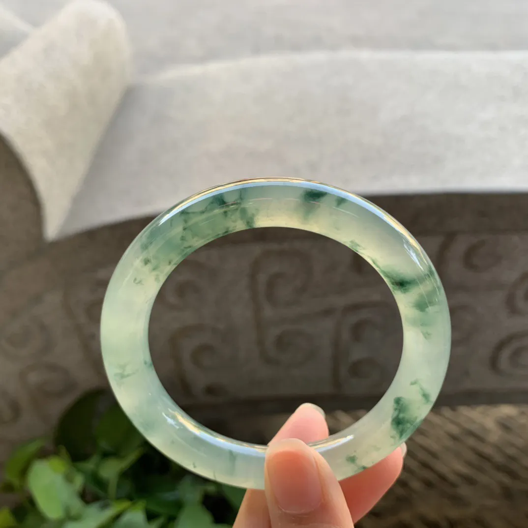 圈口 55.6-9.8【高冰飘花圆条手镯】圆条55 56可戴