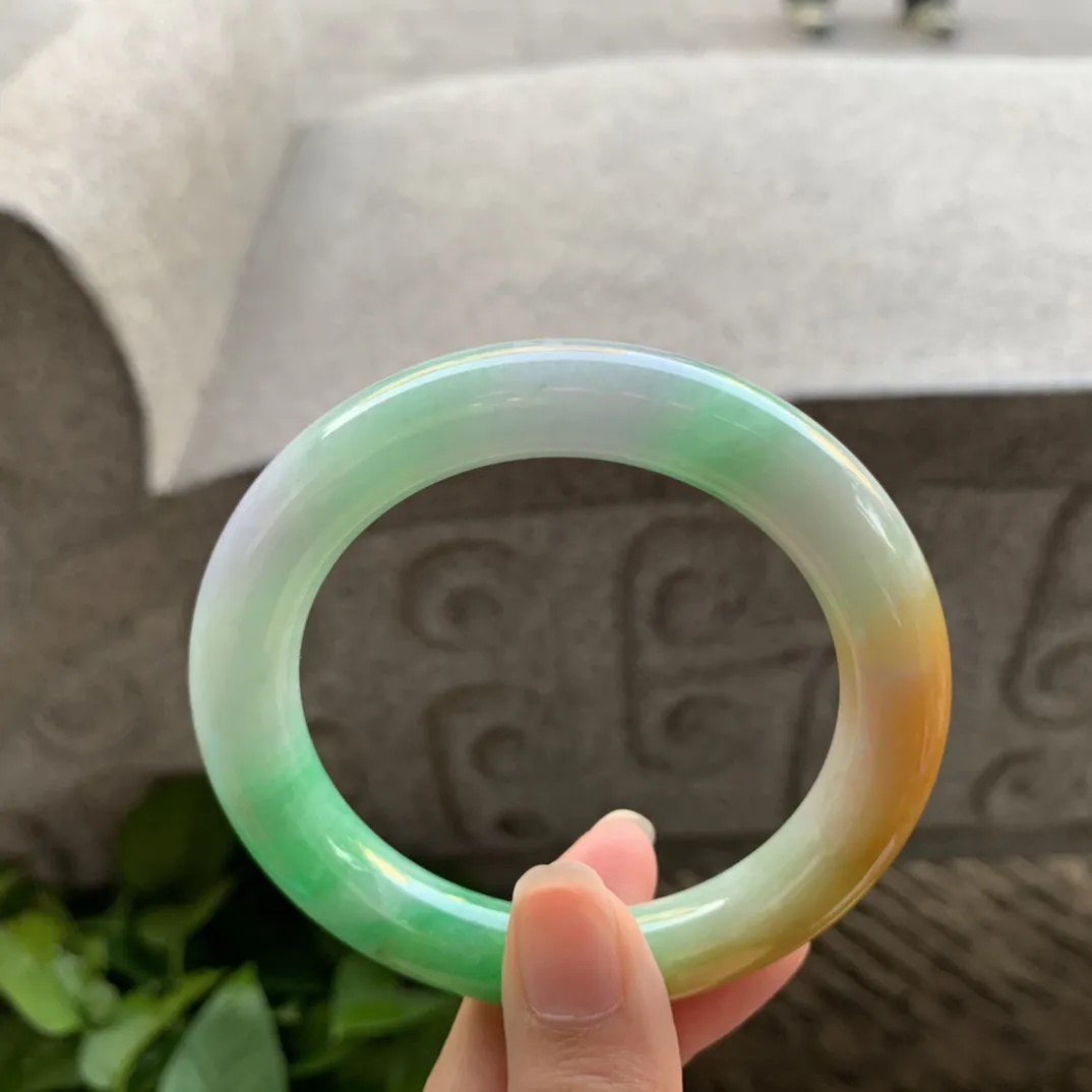 圈口56-10.8【黄加绿圆条手镯】圆条56 57可戴