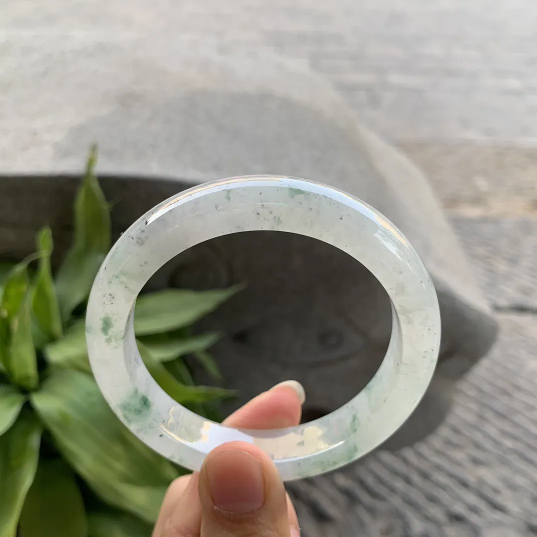 圈口57-12.5-8.8 【冰乌鸡飘花正圈手镯】正圈57 58可戴