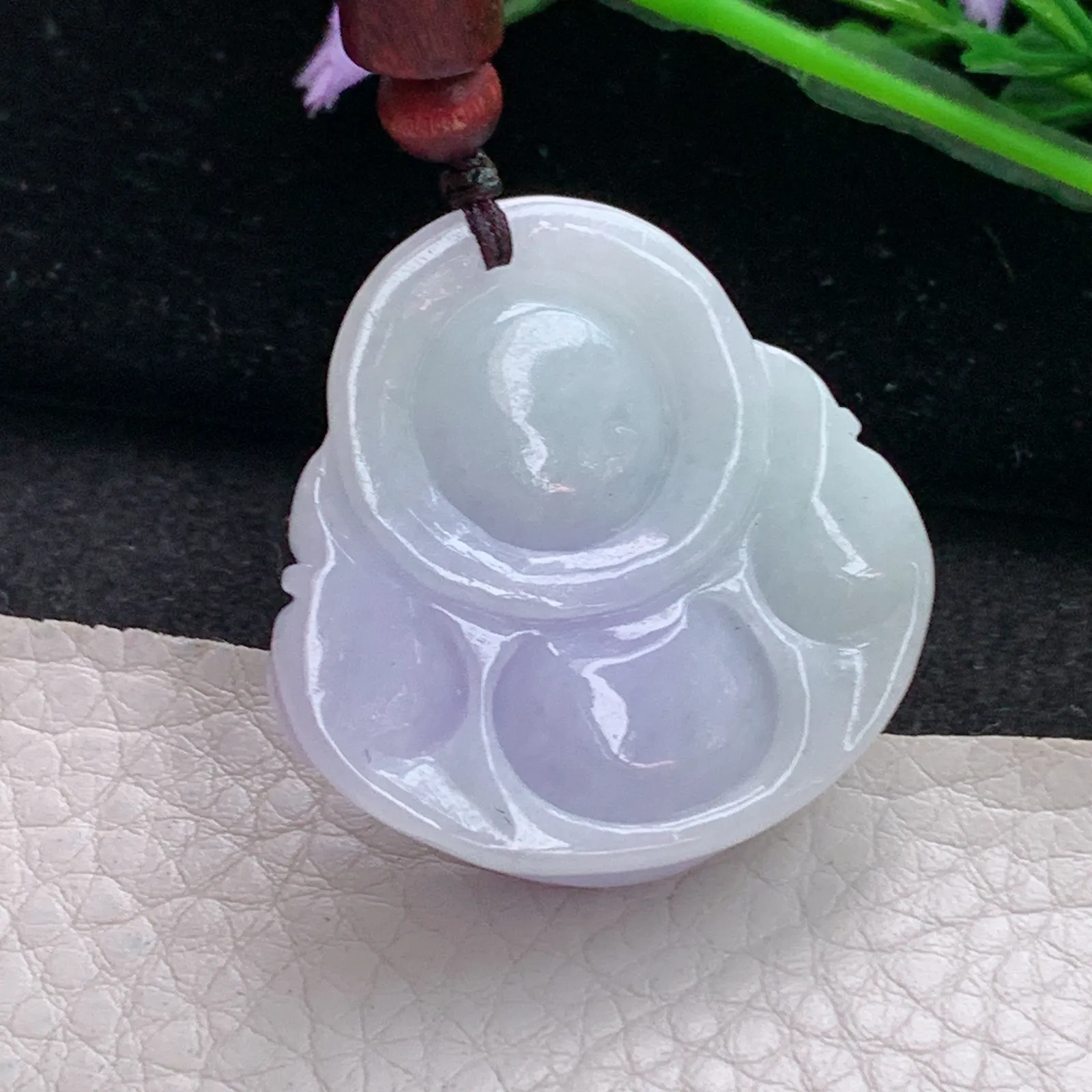 zen实拍35.8*35.5*12.2天然缅甸翡翠饱满紫罗兰佛公 弥勒佛玉吊坠 玉挂件