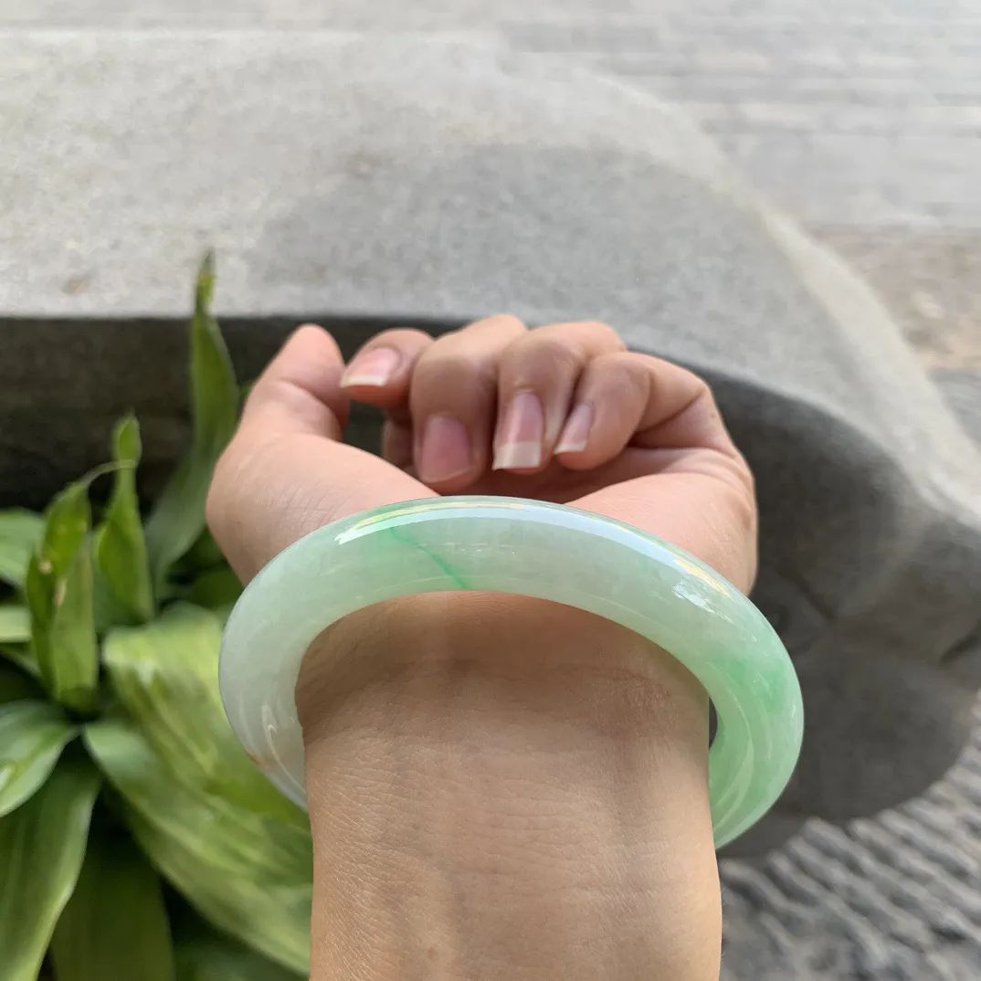 圈口 57.5-11.2【果绿圆条手镯】圆条57 58可戴