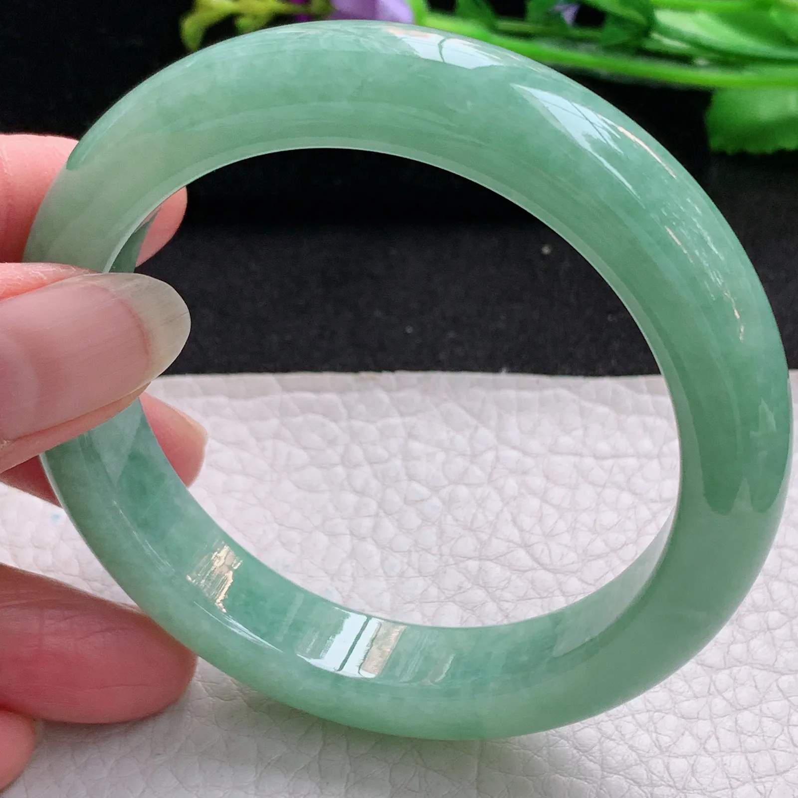nr实拍57.5*12.5*9平安镯 天然缅甸翡翠满绿玉手镯厚装宽边玉手环