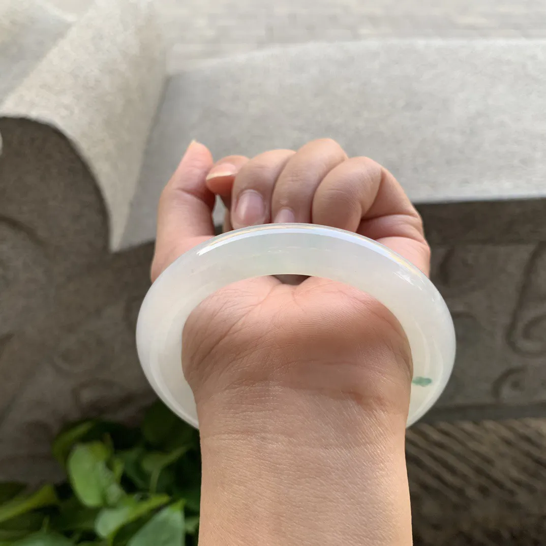 圈口57-11.1 【高冰飘花圆条手镯】圆条57 58可戴