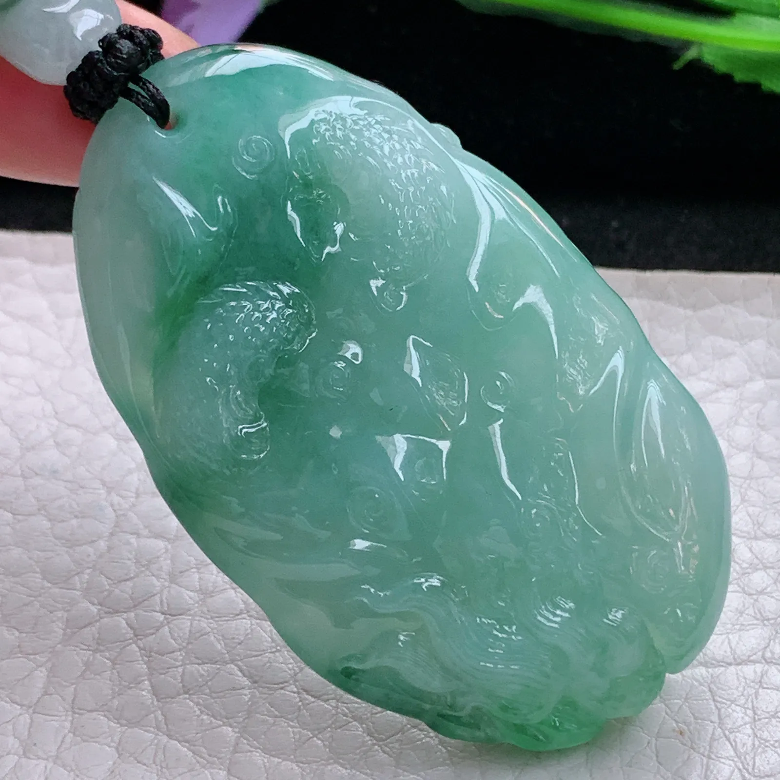 yl实拍62*37.3*11.6缅甸翡翠精雕龙牌项坠 厚装霸气神龙降瑞