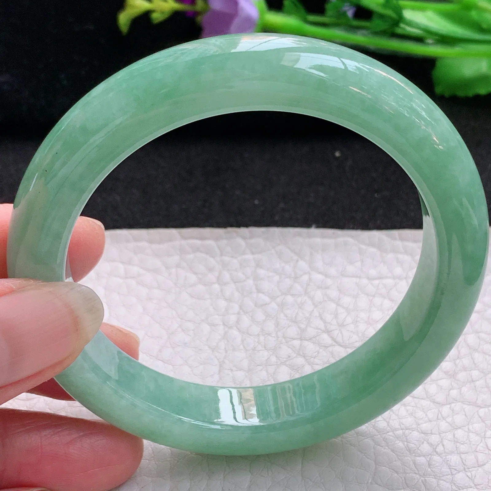 nr实拍57.5*12.5*9平安镯 天然缅甸翡翠满绿玉手镯厚装宽边玉手环