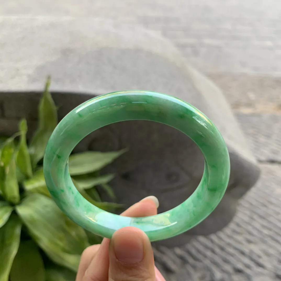 圈口54.5-10.3-8.7【满绿正圈手镯】正圈54 55可戴