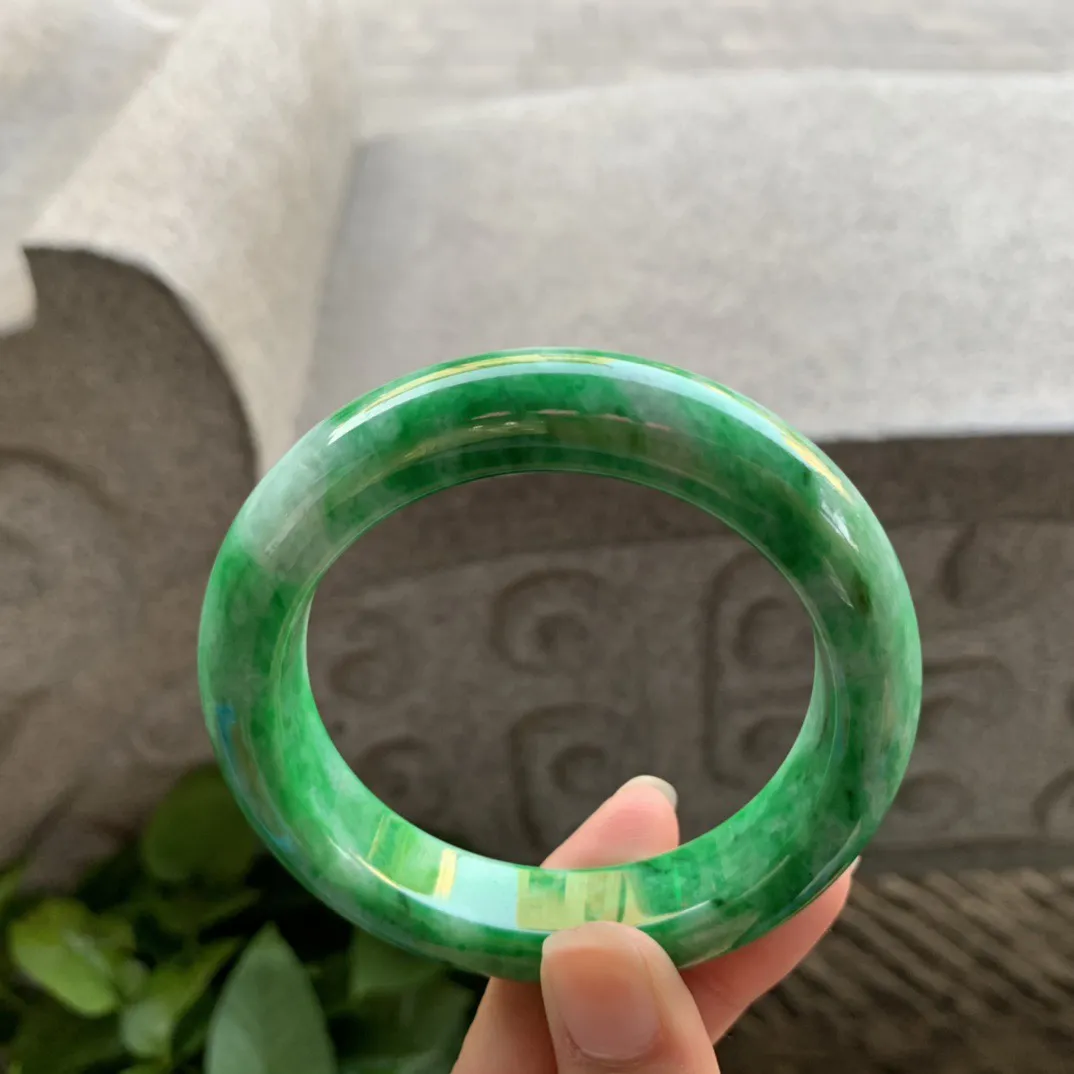 圈口 56.4-13.6-10【满绿正圈手镯】正圈56 57可戴