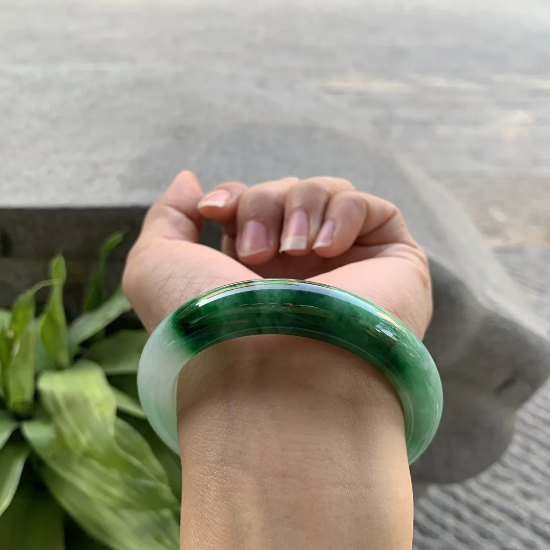 小圈口53.2-11.3-9 【辣阳绿正圈手镯】正圈53 54可戴