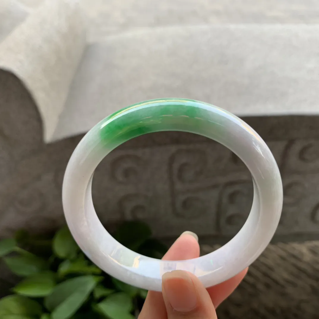 大圈口 59.4-12.5-8.7【飘绿正圈手镯】正圈59 60可戴