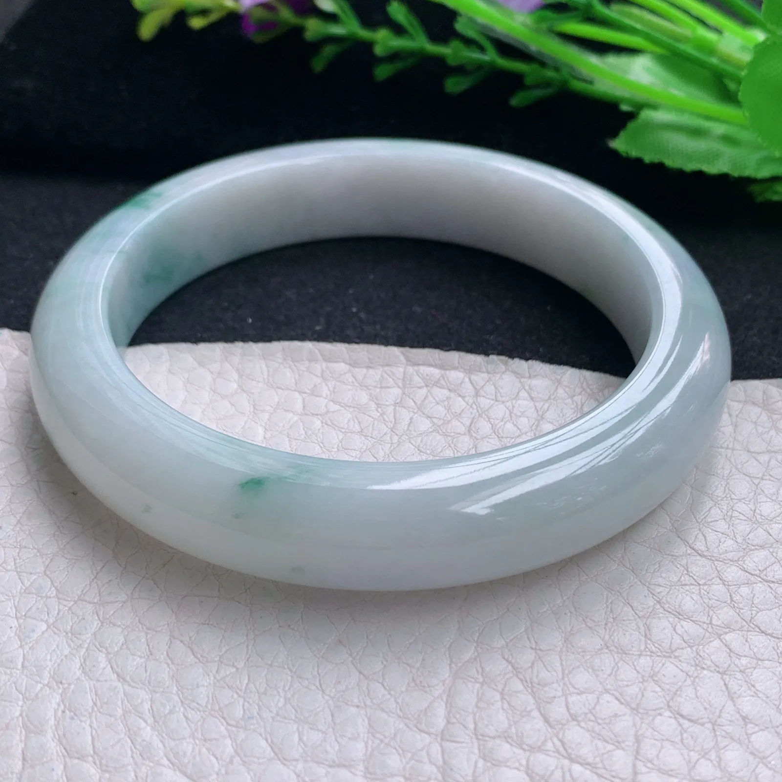 ym大圈口60.5*12.6*9.3平安镯 天然缅甸翡翠飘花厚装玉手镯宽边玉手环