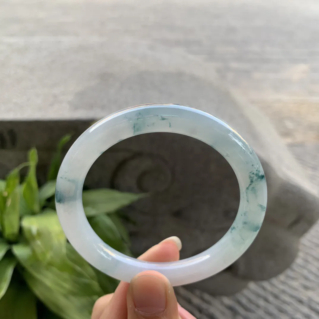 圈口55.7-9.1 【冰飘花圆条手镯】圆条55 56可戴