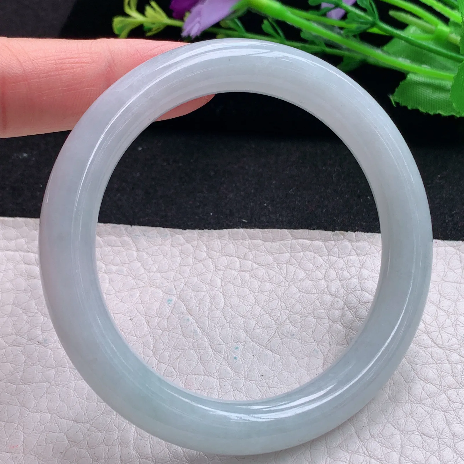 js实拍58.5*10.3*9.3美人镯 天然缅甸翡翠清爽水润玉手镯圆条叮当镯